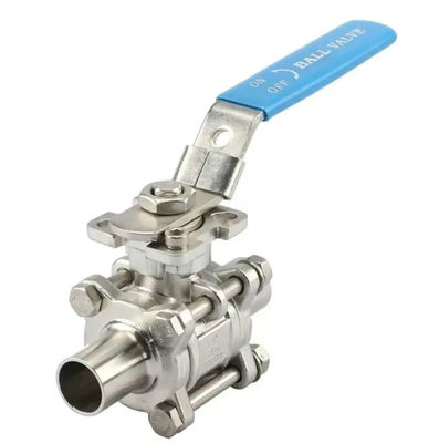 Valvole a sfera sanitarie per piattaforme elevate in argento 3pc per WZ 3A DIN CE ISO Lunghezza in acciaio inossidabile