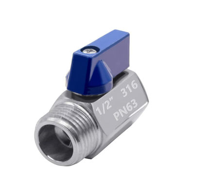 Valvola a sfera di acciaio inossidabile 301/304/316 1/2" Mini Valvola a sfera femminile x maschile