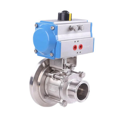 304 316 Acciaio inossidabile Clampo di saldatura igienico Flange di filo Valvola a sfera con attuatore pneumatico
