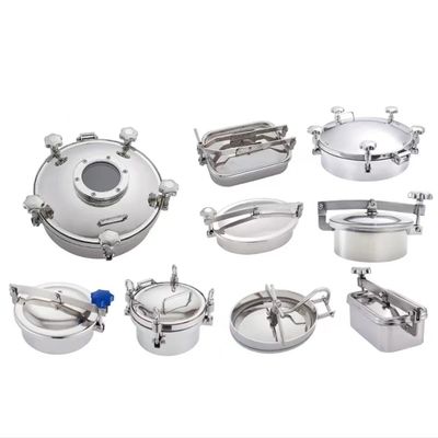 SS304 o SS316L Acciaio inossidabile Sanitario Quadrato Manhole Cover Acciaio DIN SMS 3A