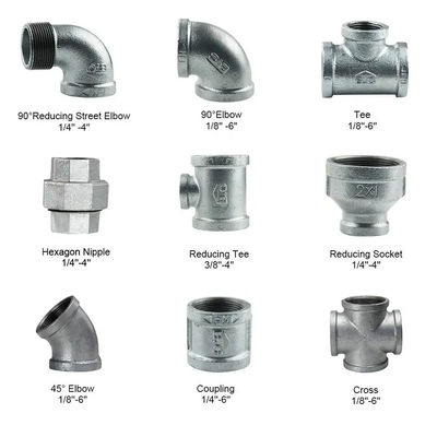 Fittings per tubi a filo galvanizzato di ferro malleabile per dimensioni uguali da 1 a 8' a prezzi competitivi
