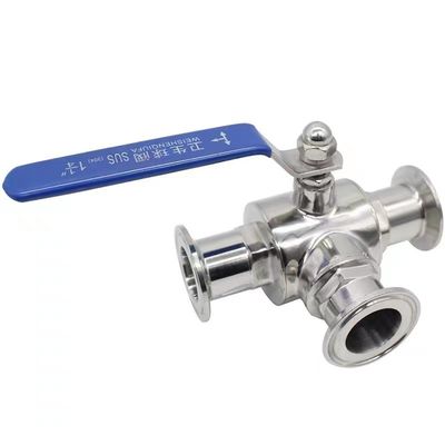 In acciaio inossidabile 304 316 316L Fusione Sanitaria Valvola a sfera manuale a 3 vie 1/2 pollice DIN 3A SMS