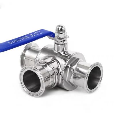 In acciaio inossidabile 304 316 316L Fusione Sanitaria Valvola a sfera manuale a 3 vie 1/2 pollice DIN 3A SMS