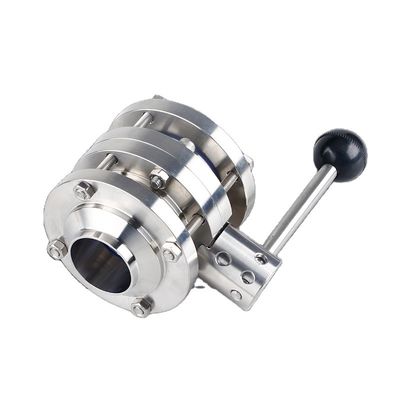 Valvole a farfalla igieniche saldate a tre pezzi per la vendita in fiocco in materiale SS304 / 316L