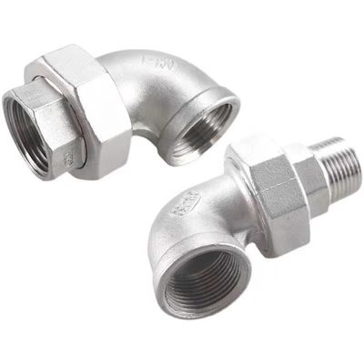 Acciaio inossidabile argento BSP NPT G BSPT Femminile maschio filo di fusione Union Elbow Fittings
