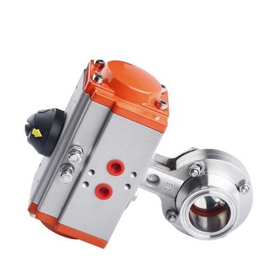 Acqua Medi Sanitaria Acciaio inossidabile 304 Tri Clamp Attuatore Pneumatico Valvola farfalla