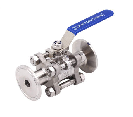 Supporto personalizzato OEM Sanitario in acciaio inossidabile 304/316L Tri Clamp 3PC Valvola a sfera con attuatore pneumatico