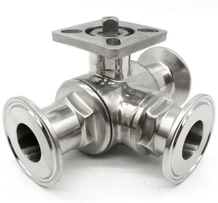 Valvole a sfera a tre vie di tipo TRI CLAMP di tipo TRI