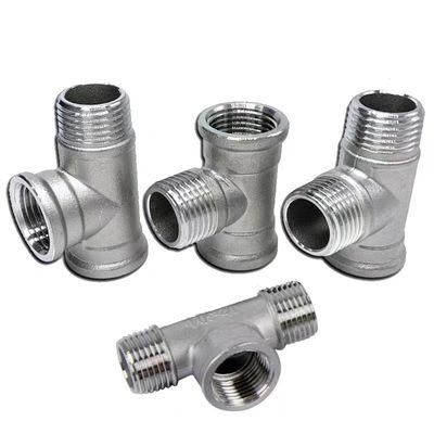 Acciaio inossidabile a 3 vie 1/2 "NPT Maschio a filo T tubo di tubo di montaggio Fitting Gassato Maschio Tee Fitting
