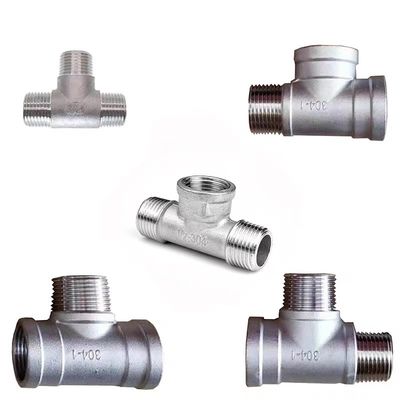 Acciaio inossidabile a 3 vie 1/2 "NPT Maschio a filo T tubo di tubo di montaggio Fitting Gassato Maschio Tee Fitting