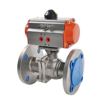 Valvola a sfera a flangia pneumatica azionata in acciaio inossidabile standard con connessione a flangia