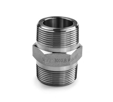 WZ Acciaio inossidabile ad alta pressione Hex Nipple BSP NPT Equal Male Thread Pipe Fitting