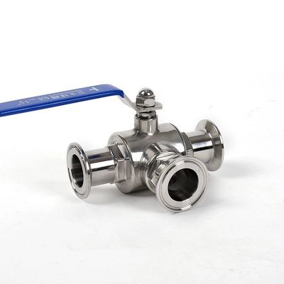 Valvola di sfera sanitaria in acciaio inossidabile 304 316 316L Tri Clamp 3 vie