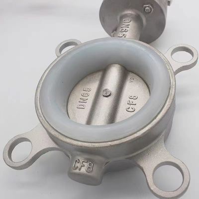 Valvola a farfalla in acciaio inossidabile 304 316 tipo wafer argento con connessione a filo