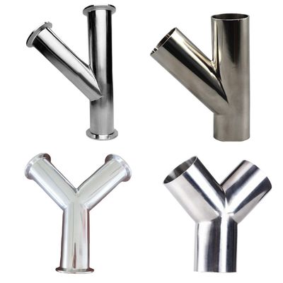 Connettore sanitario in acciaio inossidabile Y tipo 3 Way Tee con connessione di saldatura a tri-clamp