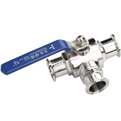 Medium di temperatura normale in acciaio inossidabile sanitario 304 316L Tri Clamp Tee 3 Way Ball Valve