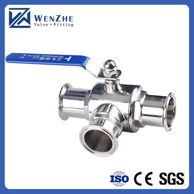 Medium di temperatura normale in acciaio inossidabile sanitario 304 316L Tri Clamp Tee 3 Way Ball Valve