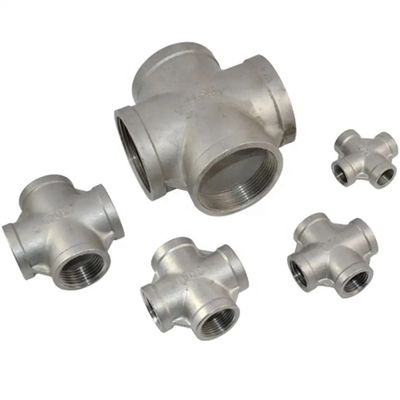 Acciaio inossidabile 304 201 316 Fitture per tubi Femminile a filo croce a 4 vie Croce NPT BSPT BSPP Fusione