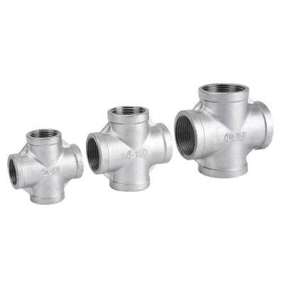 Acciaio inossidabile 304 201 316 Fitture per tubi Femminile a filo croce a 4 vie Croce NPT BSPT BSPP Fusione