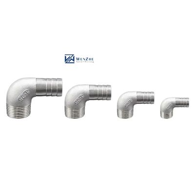 Acciaio inossidabile 304 316 90 gradi maschio gomma gomma barba 1/4''-4.0' BSP maschio x 16 mm