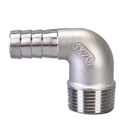 Acciaio inossidabile 304 316 90 gradi maschio gomma gomma barba 1/4''-4.0' BSP maschio x 16 mm