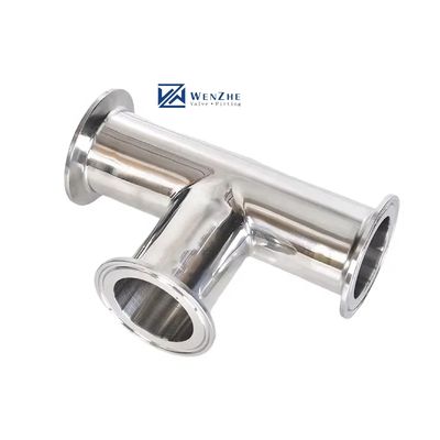 Gas idrico e olio 3A DIN Codice della testa cilindrica SS316L 304 Clampada sanitaria standard Tee 1/4''-6