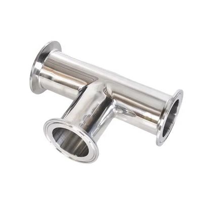 Gas idrico e olio 3A DIN Codice della testa cilindrica SS316L 304 Clampada sanitaria standard Tee 1/4''-6